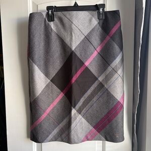 Kenar Plaid Wool Pencil Skirt Size 8